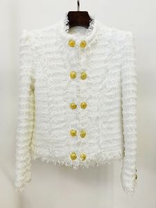 1008 XXL 2023 Milan Runway herfst dames uitloper jas met lange mouwen ronde hals jas knop tweed mode kleding dames oulaidi