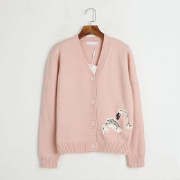 1009 L 2024 Runway Spring Brand Mismo estilo suéter de manga corta con cuello en V cárdigan rosa ropa de mujer de alta calidad para mujer DL
