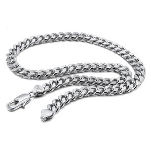 100925 Sterling Zilver Punk Ketting Mannen 10MM Curb Cubaanse Link Chain Chokers Gift Mode Vintage Voor Man Solid Sieraden Chains8648111