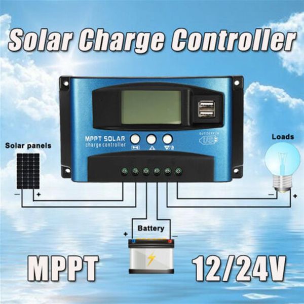 Controlador de carga del regulador del panel solar 100A MPPT 12V 24V Auto Focus Tracking237e