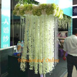 100 cm Wisteria artificielle Hortensea Orchid Fleur Fleur Roard Vins de soie pour le mariage Paniers Haning Ornement Decoration YYF11238J