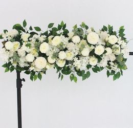 100 cm DIY arreglo de pared de flores de boda suministros peonías de seda rosa fila de flores artificiales decoración boda arco de hierro telón de fondo 2318358