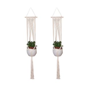 100 cm décorations de jardin paniers suspendus macramé corde à la main support de pot de fleur cintre de plante cordes faites à la main panier sac en filet pour la décoration intérieure extérieure 2 styles