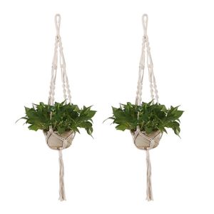 100 cm décorations de jardin suspendus paniers macramé à la main corde porte-pot fleur plante cintre filet sac pour intérieur extérieur décor à la maison
