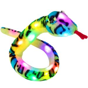 100 cm Green Snake Light Plux Toy Pp Coton Long Soft Farming Animal Luminal Party Gift LED Light Toy 240424