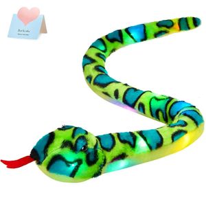 100 cm jouet en peluche de serpent vert avec lueur LED pp cottonsoft rempli animal poupée léger jeu enfant cadeau 240424