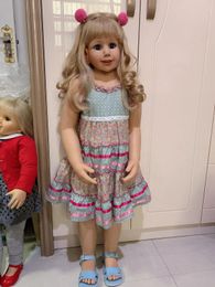 100 cm vinilo duro niño princesa rubia niña muñeca juguete como real 3 años tamaño niño ropa po modelo vestir 231229