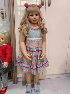 100 CM vinyle dur enfant en bas âge princesse Blonde fille poupée jouet comme réel 3 ans taille enfant vêtements Po modèle habiller 231229