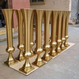 Altura de 100 cm Vase de flores Flower Gold Metal Candle Stand Centro de bodas Centro de bodas Party Road Road Decoración del hogar 10 PC/ LOT