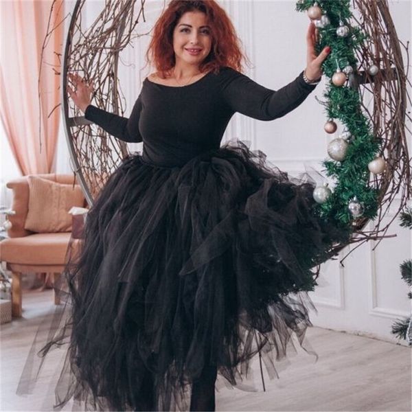 100 cm Longueur De Mariage DIY Jupe Tulle Surjupe Sexy Plissée De Mode À La Main Femme Tutu Femme Longue Jupe Lolita Saia Longa 210310