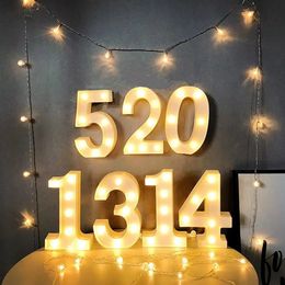 100cm nombre LED lumières en plastique lumineux numéro lampe décorative de mariage anniversaire fête de noël décor veilleuse 240124