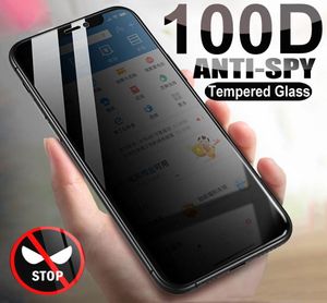 Protecteur d'écran, en verre trempé 100D Anti-espion, pour iPhone 13 12 mini 11 Pro XS Max X XR 7 8 6 6S Plus SE 2020 Glas2632994