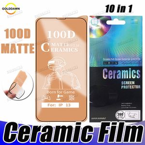 Protecteur d'écran en céramique transparent mat 100D, film de protection antidéflagrant nano pour iPhone 15 14 Plus 13 12 Mini 11 Pro Xs Max XR X 8 7 6 6S Plus avec emballage de vente au détail