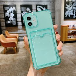 100DHL PC013 Moda Transparente Transparente TPU Fundas antichoque para teléfono con ranura para tarjeta Funda trasera para iPhone 13 12 Mini 11 Pro Max XS 8 7Plus 6S