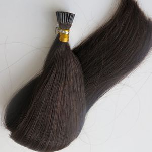 Pre Bonded Stick I Tip Braziliaanse Human Hair Extensions 100g 100strands 18 20 22 24 inch # 1b / off Black Indian Hair Products