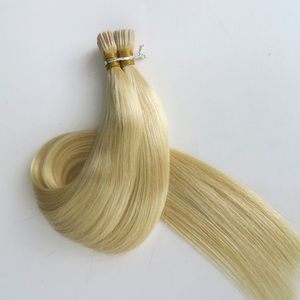 Brésiliens pré-collés, je pointe des extensions de cheveux humains 100g 100Strands 18 20 22 24inch # 60 / Platinum Blonde produits indiens pour cheveux