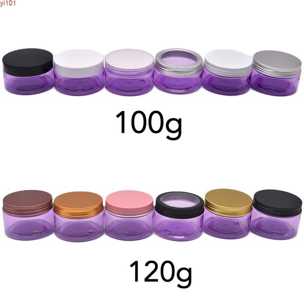 100g 120g Pot en plastique violet Vide Conteneur cosmétique Crème pour le corps Lotion Thé Bonbons Café Emballage 4oz Bouteille rechargeable 20pcsbonne quantité
