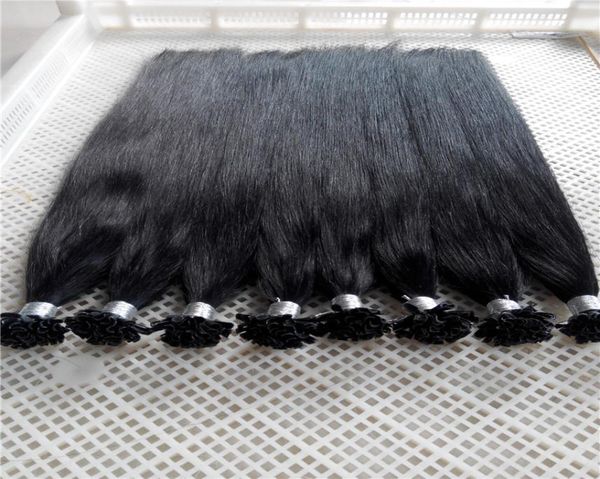100g 1626inch 1 Jet Black Kératine Prébond Nail U Tip Hair Extensions Silk Straitement brésilien indien Péruvien Remy pré-collé H5937545