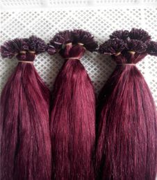 100g 16 pulgadas 18 pulgadas 20 pulgadas 22 pulgadas 24 pulgadas 26 pulgadas 99J queratina preadherida uñas U punta extensiones de cabello seda recta indio Remy Pre bon3310590