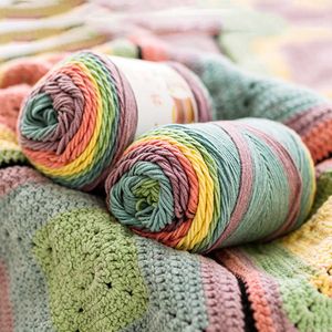 100g 193M arc-en-ciel Section teint 5 brins laine bricolage tricoté à la main bébé pull chapeau écharpe canapé coussin gâteau fil P230601