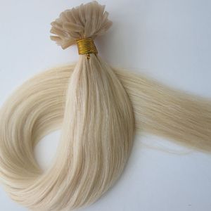 100g 100 brins ongles U Tip Extensions de cheveux 18 20 22 24 pouces #60/blond platine pré-collé cheveux humains indiens brésiliens