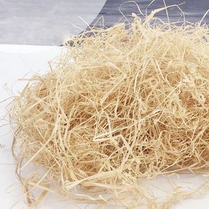 100 g / 200g Natural Uncolored Raffia Jute Gift / Bruiloft Snoep Verpakking Materiaal Box Filler Levert Shreded Crinkle Paper Y0228