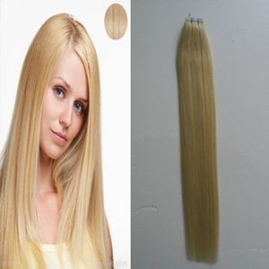 100g 40 stks 613 Bleach blonde tape menselijke haarverlenging rechte Braziliaanse PU haarhuid inslag naadloze haarextensies