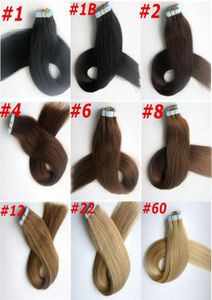 100g 40pcs Glue Skin Trade Tape in Hair Extensions 18 20 22 24inch Brésilien Indian Human Extensions Hair1780409