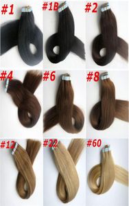 100g 40pcs Glue Terre de la peau Coupe dans les extensions de cheveux 18 20 22 24inch Extensions brésiliennes de cheveux humains indiens 7653144