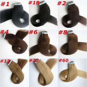 100g 40pcs goma de piel cinta de trama en extensiones de cabello 18 20 22 24inch indio brasileño Extensiones de cabello humano