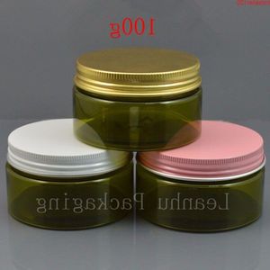 Pot de crème de 100g (50 pièces/lot), avec bouchon blanc rose/or, pot d'échantillon, vitrine, petite bouteille en plastique de 100g de haute qualité, Psurn de haute qualité