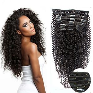 100G 7 stks Afro Kinky Clip in Extensions 4A / 4B / 4C African American Clip in menselijke haarextensies voor zwarte vrouw