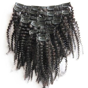 100g 7pcs Brasileño rizado rizado virginal pinza de pelo ins 4a / 4b / 4c Afro rizado rizado Clip en extensiones de cabello para mujer negra