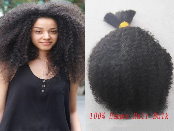 100g Afro Kinky Bulk 1 mechones de cabello trenzado humano a granel sin trama mongol rizado pelo a granel para trenzar Hair3196247