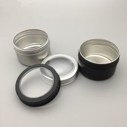 100 g aluminium zwart / zilverachtig venster pot 100 ml cosmetische crème fles zichtbare lege schroefdop lotion tikken container F1059