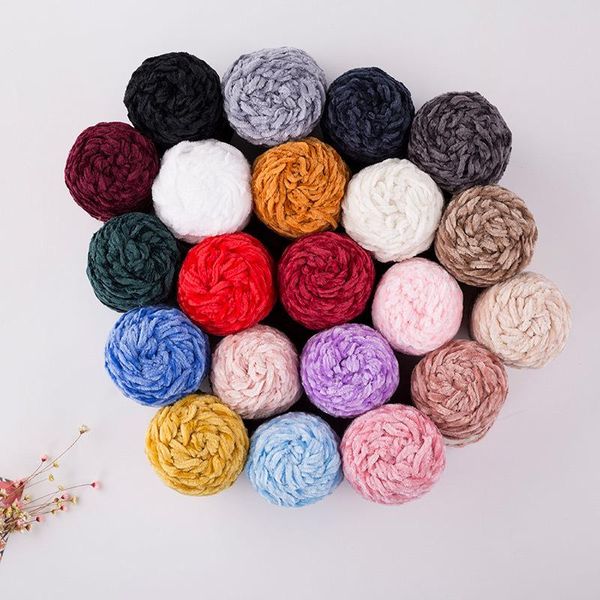 100g / balle DIY VILLE CHENILLE SOFT 100% Polyester Winter Warmth Pleuche Cashmere Yarn Baby Wool Thread Trime à main Crochet FZ18