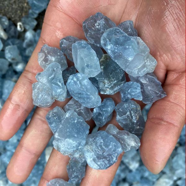 100 g lot en vrac Bleu Blue Céleste Rocks Roches Crystal Natural Crystal Healing Reiki Stone Aquarium Decor Spécimen minéral