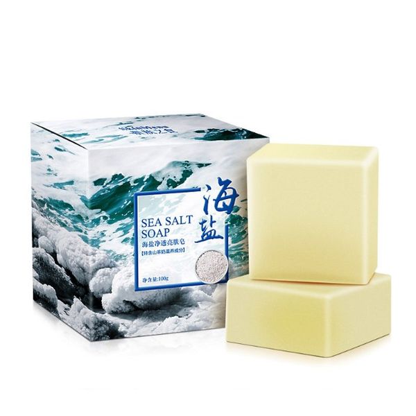 Savon au lait de chèvre et au sel de mer, hydratant, blanchissant, soins pour la peau, 100g, TSLM2