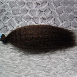 100g crépus droits aucun ruban Remy dans les Extensions de cheveux humains 10 "- 24" Double face peau trame adhésif gros Yaki bande cheveux 40 pièces