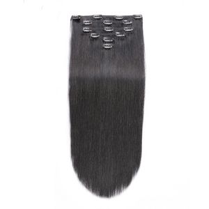 100g mongole Clip Ins cheveux humains 8 pièces/ensemble brésilien Remy pince à cheveux droite dans les Extensions de cheveux humains