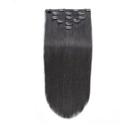 100g pince mongole Ins cheveux humains 8 pièces ensemble brésilien Remy pince à cheveux droite dans les Extensions de cheveux humains 6131704