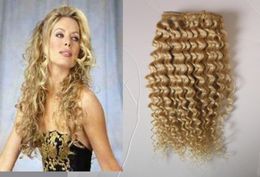 100g mongol crépus bouclés pince Ins cheveux humains 8 pièces ensemble brésilien Remy cheveux bouclés pince dans les Extensions de cheveux humains 7081714