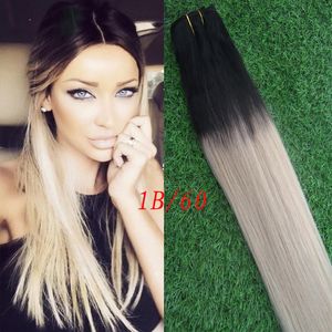 100g ombre vierge cheveux 1 faisceaux Non-Remy 100g 1b/60 cheveux blonds bicolores armure double trame platine blonde cheveux vierges