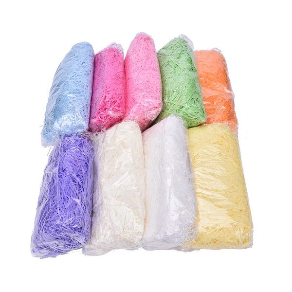 100 g/paquete multicolor moda artesanía triturado papel arrugado cesta triturado papel tisú triturado relleno de hierba regalo de fiesta de boda