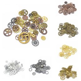 100 g / pcvintage metalen gemengde versnellingen bedels voor sieraden maken diy steampunk versnellingen hanger charms DIY accessoires groothandel