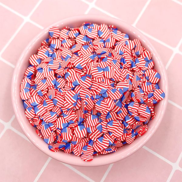 100g Polymer Clay caliente Flagal American Flag Sprokles para artes de uñas accesorios de lima de barbazos Decoración del teléfono de bricolaje: 5 mm