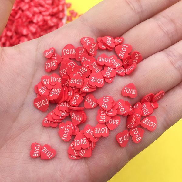100g polymère Hot Clay Love Heart Slices Sprinkles for Crafts DIY Making Slime Nail Art Autocollants Décoration de mariage: 5 mm