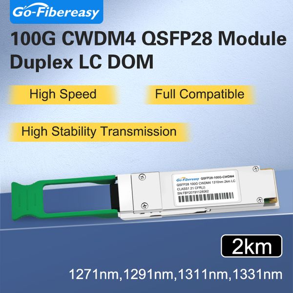 100G QSFP28 CWDM4 Module d'émetteur-récepteur Duplex LC 2KM 100GBASE-CWDM4 Compatible Cisco, Intel, Huawei, Juniper ... Équipement à fibre optique