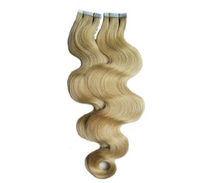 100g Remy Extensions de cheveux humains ruban adhésif Pu Skin Waft 40pcs Ruban dans les extensions de cheveux humains Wave du corps Virgin Braz6493120