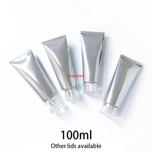 100g Botella plástica plateada para apretar Vacío 100ml Loción de maquillaje Envase Champú Pasta de dientes Paquete de crema Tubo suave Envío gratisbuena calidad